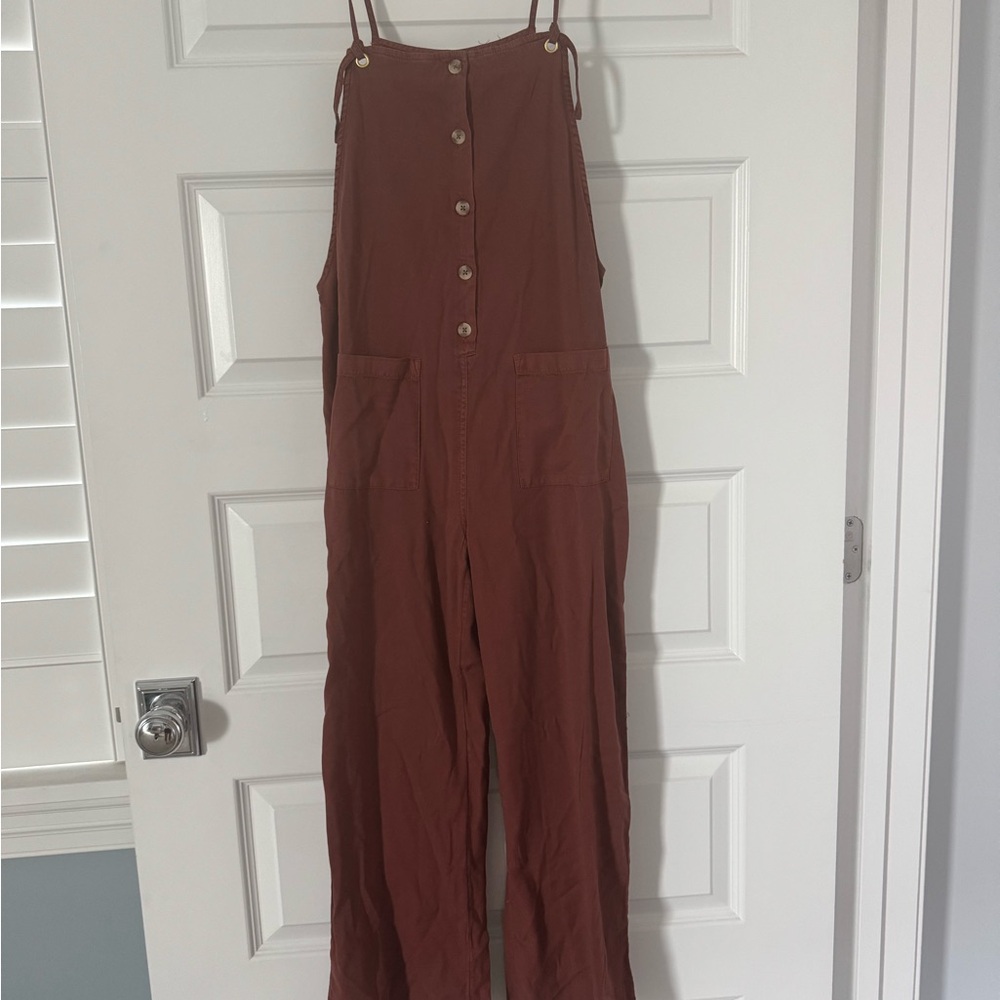 Billabong Button-Front Brown Jumpsuit